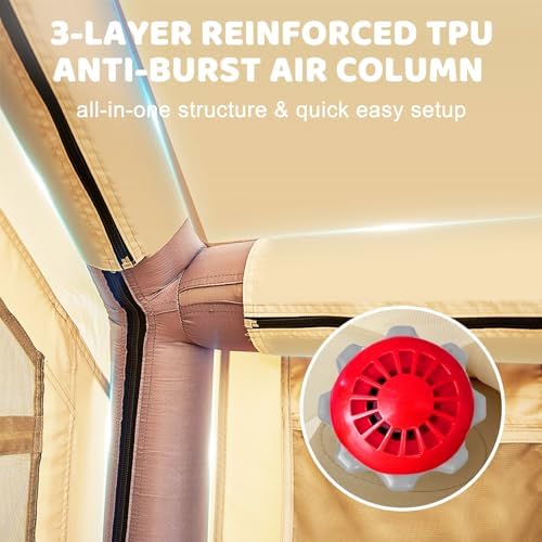 Inflatable Tents for Camping, Blow Up Tent with Hand Pump, Easy Setup InflatableTent 4 Season Tent, Waterproof Oxford Air Glamping Tents for Camping Adult 4/6/8 Person - Image 6
