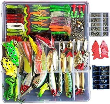 Topconcpt 275-Piece Fishing Lure Kit - Frogs, Spoons, Grasshoppers - for Bass, Trout, Salmon